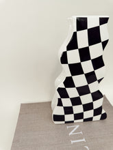 Load image into Gallery viewer, Ceramic Black &amp; White Checkered Vase
