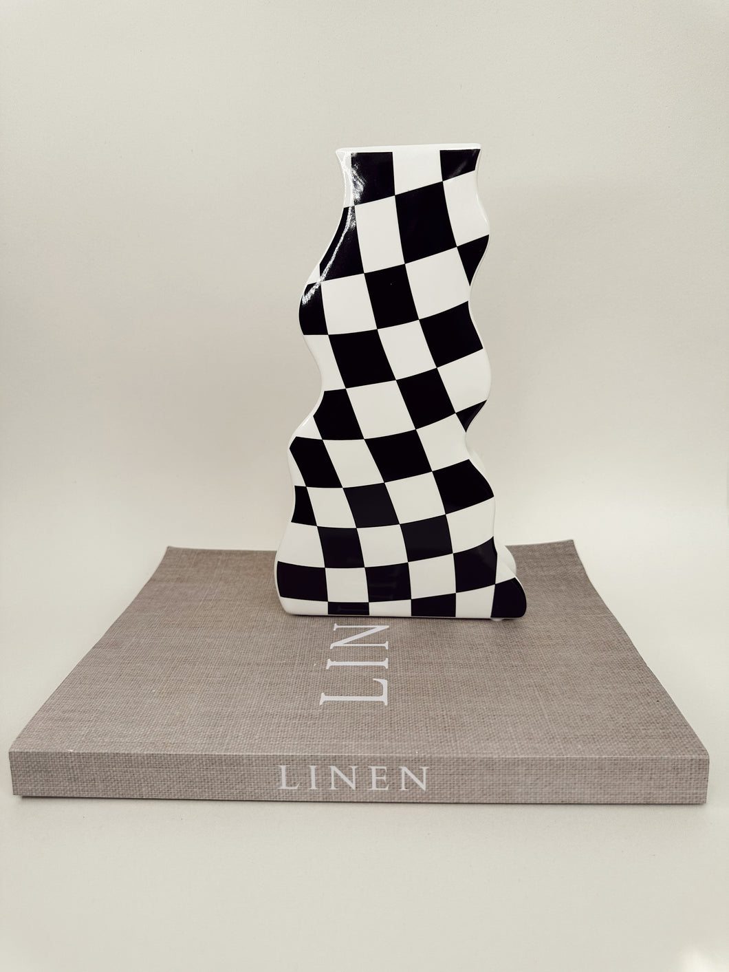 Ceramic Black & White Checkered Vase