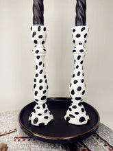 Load image into Gallery viewer, Two Wooden Dalmatian Candlesticks
