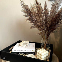 Load image into Gallery viewer, Wooden Matte Black/Ivory Rattan Vanity Tray
