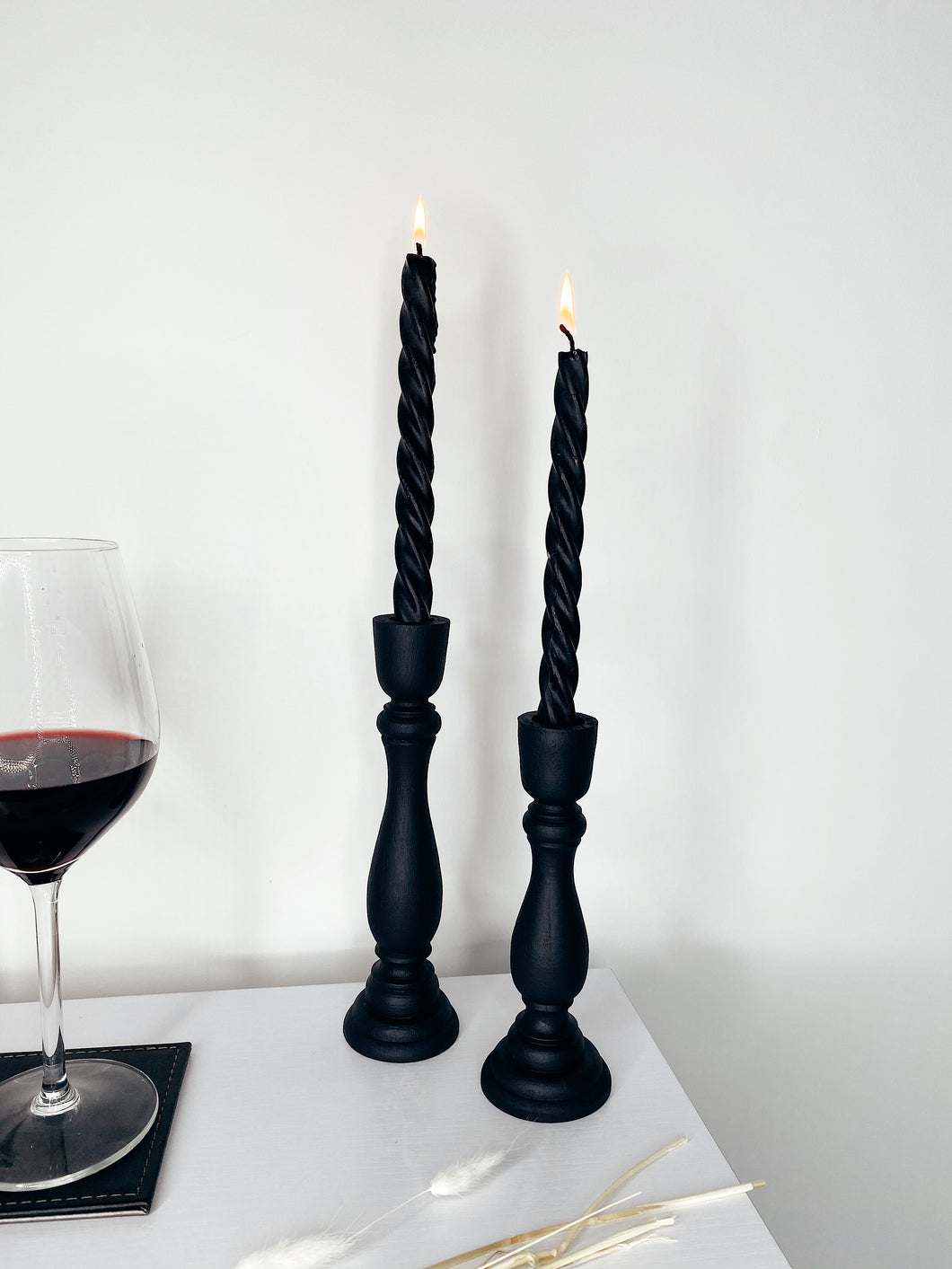 Two Wooden Candle Sticks